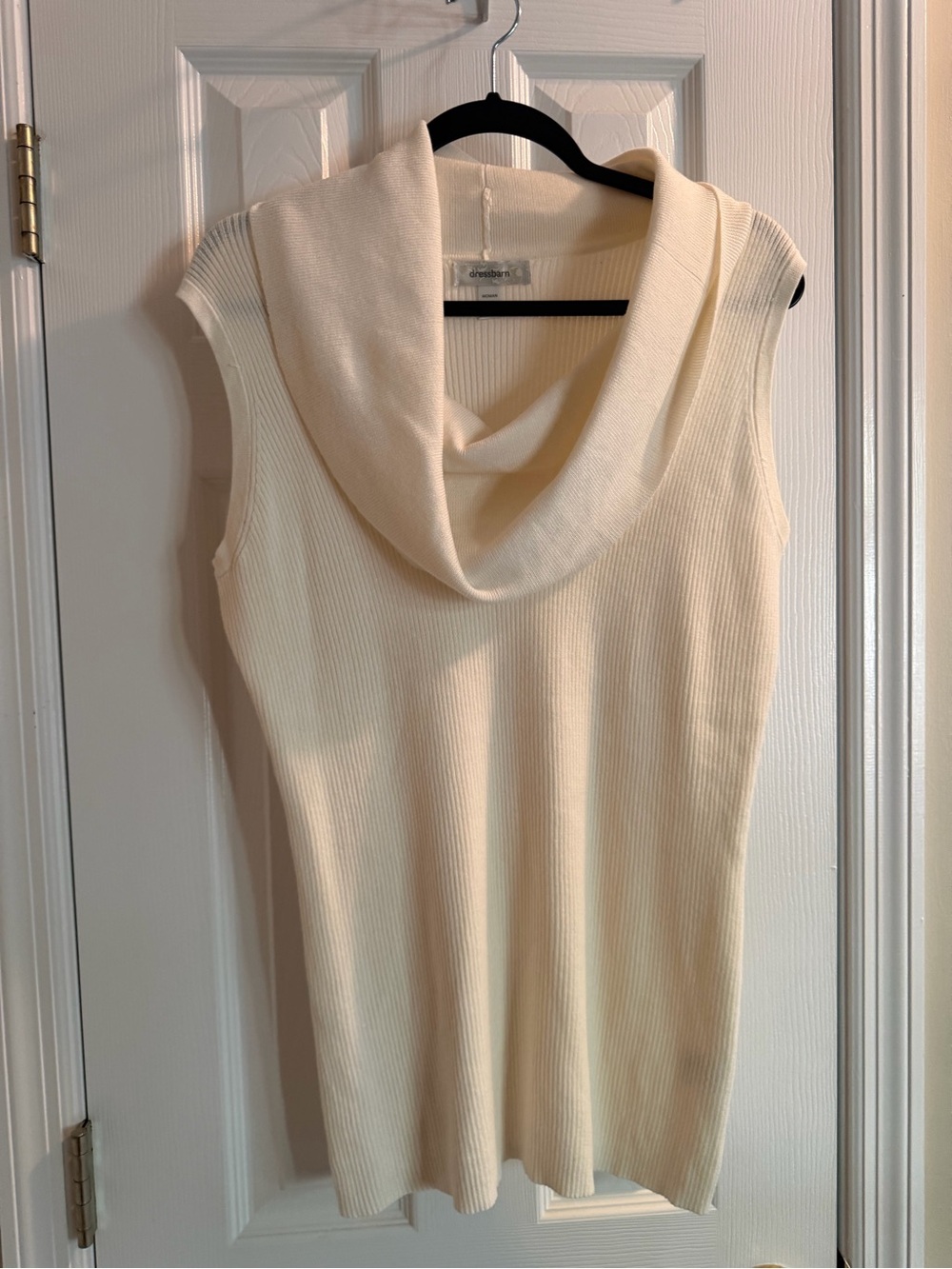 dressbarn Cream Sleeveless Cowl Neck Sweater